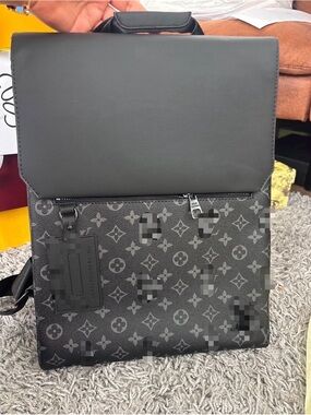 Men's Black Monogram Canvas Top-Flip Backpack